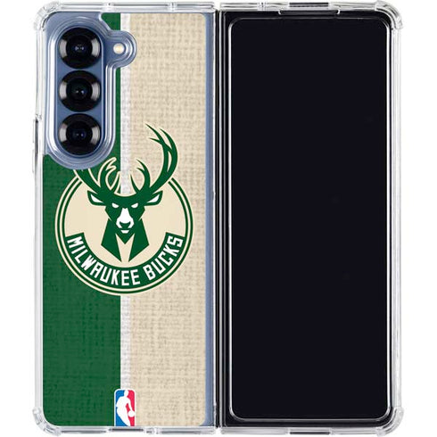 NBA Milwaukee Bucks Split Canvas Galaxy Z Fold6 Clear Case